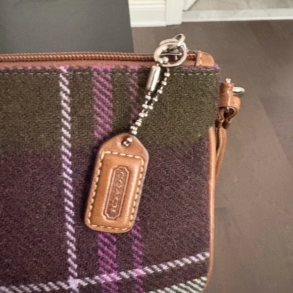 Coach Plaid Wristlet in Purple and Green - Picture 2 of 2